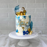 Blue and Gold Buttercream Cake