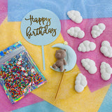 Teddy Bear in the Clouds Cake Topper and Decorations Set