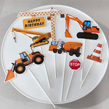 Construction Cardboard Cake Toppers