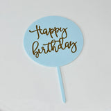 Happy Birthday Baby Blue Plastic Cake Topper