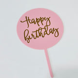 Happy Birthday Baby Pink Plastic Cake Topper