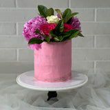 Pink and Floral Buttercream Custom Cake